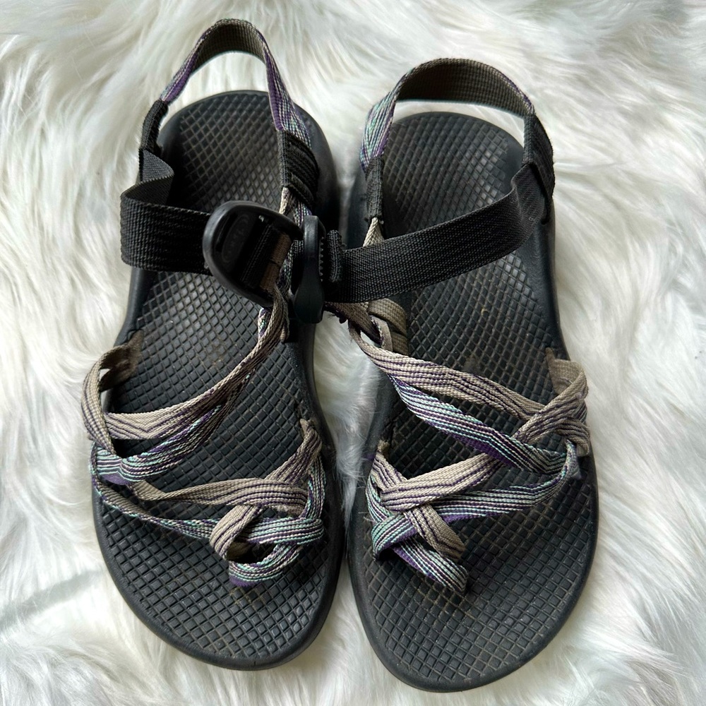 Women’s Chaco ZCloud Gray, Blue, and Purple Double Strap Sandal